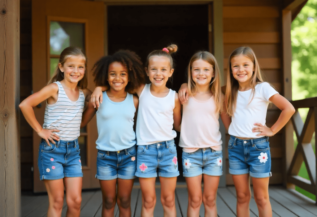 Kids' Floral Embroidered Denim Shorts